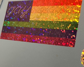 US Gay Sticker | United States Pride flag  Waterproof Vinyl Sticker  | Funny LGBT Pride Gift Queer Art