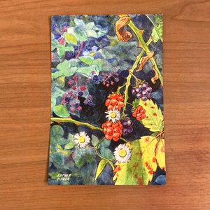 Blackberry Bramble 4x6 Postcard | Botanical Illustration Gift for Foragers | Watercolor Mini Print | Kitchen Fruit Art Print