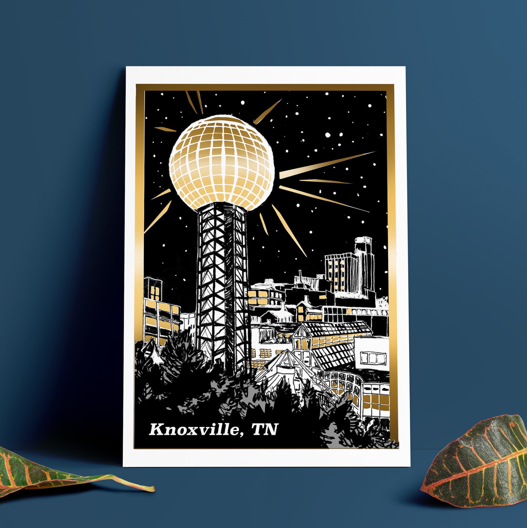 Knoxville Sun Sphere Gold Foil Art Print | Tennessee Wall Decor