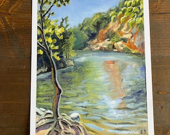 Meads Quarry Lake 8x10 Print | Plein Air Oil Painting | East Tennessee Appalachian Aesthetic | Knoxville TN Art Print