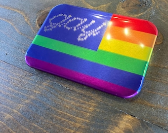 US Gay Flag 2.5x3.5 metallic magnet |  United States Pride flag America 250 Fourth of July Independence Day Funny LGBT Pride Gift Queer Art