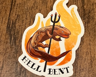 Hellbender Salamander hell bent Sticker | Smoky Mountains Tennessee Souvenir Gift Summer Illustration for Laptops, Water bottles, Planners