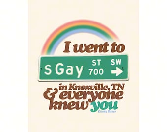 PREORDER I went to Gay St in Knoxville TN and everyone knew you Postcard, retro funny lgbt art, southern queer