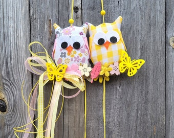 Eulengirlande Girlande Fensterdeko Hänger  Deko Herz Geschenk Eulenliebe Owl decorFrühling Ostern Wohndeko Eule Hänger Handarbeit