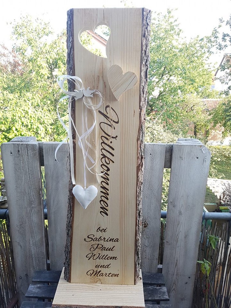 Holzaufsteller Wunschbeschriftung Deko Holzstele Willkommen Etsy