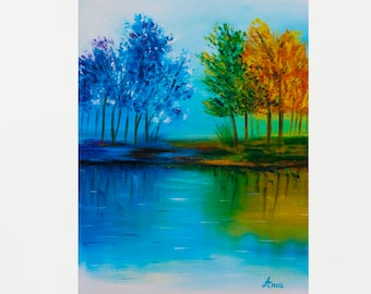 Modern landscape painting, landscape oil painting on canvas