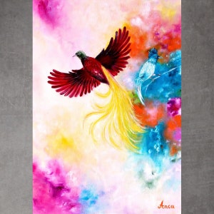 Vogel-von-Paradies-Öl-Malerei auf Leinwand, Vögel Wandkunst, Vogel-Malerei, original-Gemälde