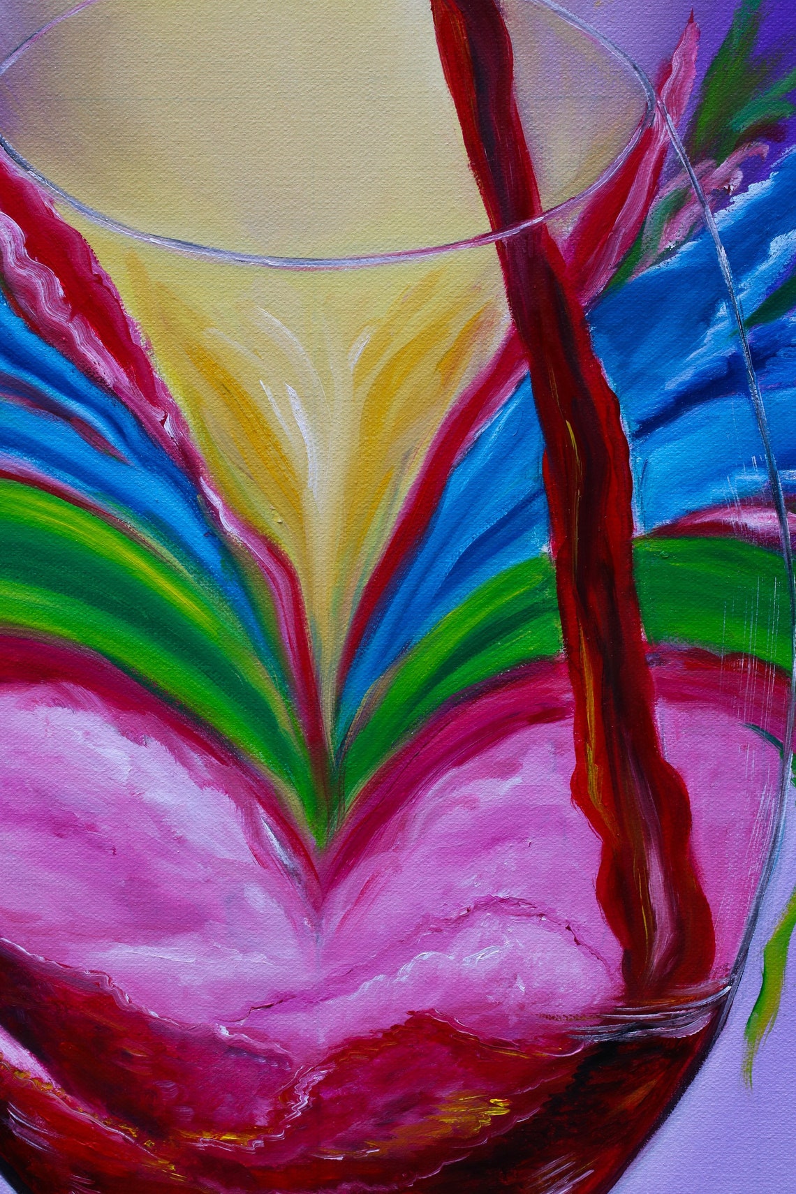Wine Glass Oil Painting Abstract Painting a Wine Etsy