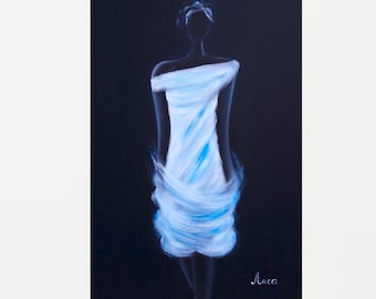 Modern figure painting,abstract figurative painting,women painting,modern wall art,black and white art