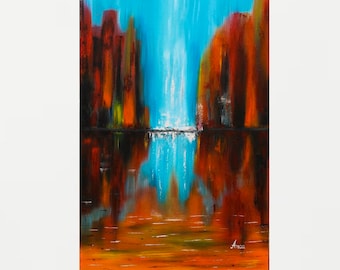 Modern painting, abstract oil painting, abstract city painting