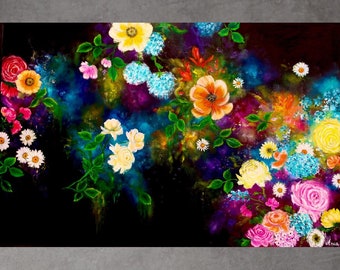 Flowers Painting on Canvas, Original oil Painting, Floral Wall Art, Roses Art, Flower Art, Modern Art, Home Painting, Wall Decor Living Room