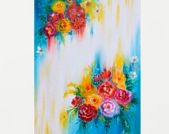 Flowers painting on canvas, original painting , floral wall art