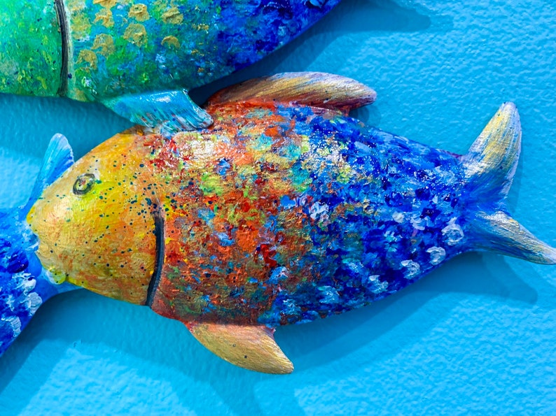 Fish Metal Wall Art Fish Wall Sculpture Handpainted Fish Etsy