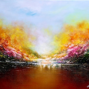 Abstract landscape painting, original oil painting on canvas, landscape art, modern abstract sky cloud field