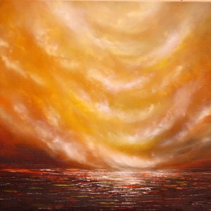 Abstract landscape painting, original oil painting on canvas, landscape art, modern abstract sky cloud field