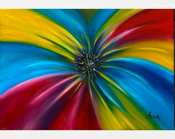 Moderne Blumenmalerei, bunte Blumenmalerei, abstrakte Blumenkunst, moderne Blumenkunst
