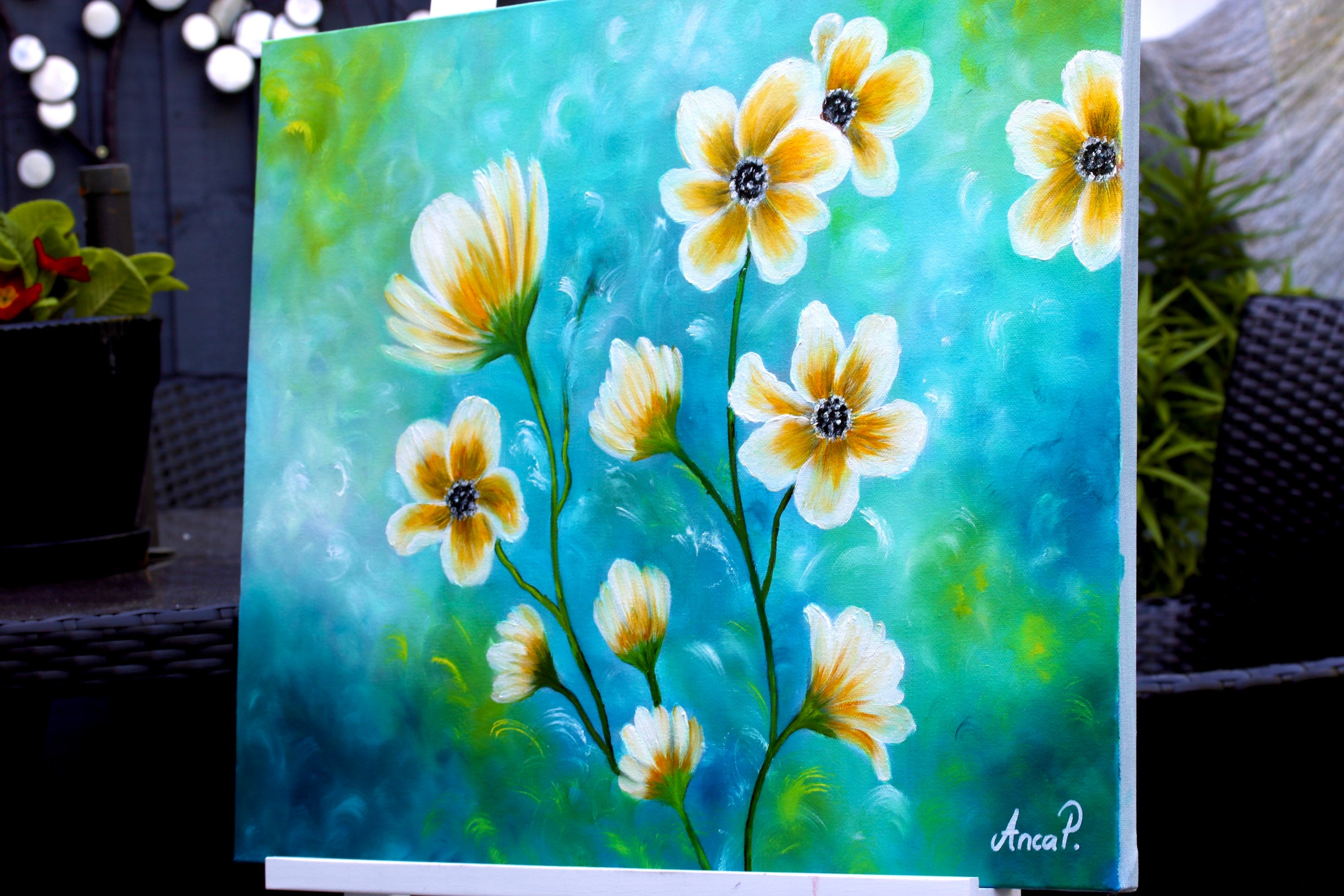 Original Flower Oil Painting on Canvas, Floral Painting