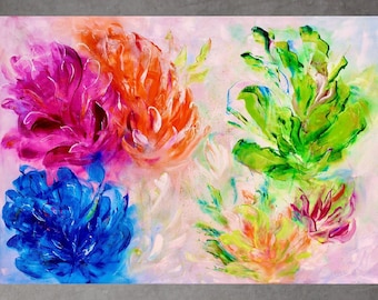 Abstract Art, Floral Painting, Original painting, Living Room Art, Modern Art, flower painting , Colourful Wall Art
