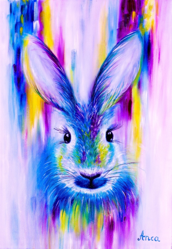 サ*ウ様 「re: rabbit」 油絵　うさぎ うさぎの絵・志村好子「幸せのラビット」油彩・F1