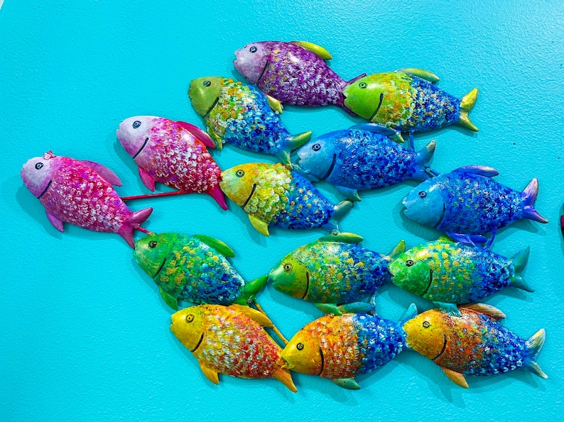 Fish Metal Wall Art Fish Wall Sculpture Handpainted Fish Etsy