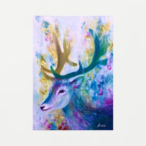 Stag painting on canvas-original and handmade oil painting