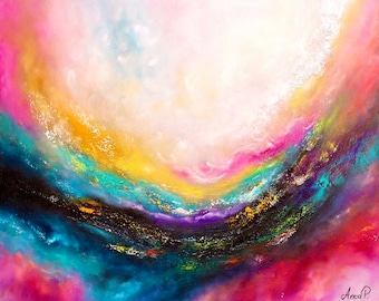 Original Abstract Oil Painting on Canvas, Pink Wall Art, Modern Decor (55cm x 45cm)