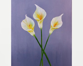 Lily Painting, Lilies, Cala Lily, Flower Painting, Floral Art, Gift for Mom, Original Art, oil Painting, Flowers,Floral