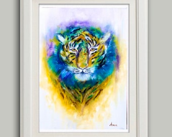 Tiger art print, tiger wall decor , Christmas gift, tiger painting , print of my original painting