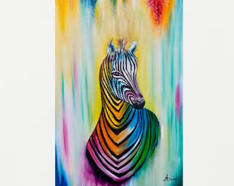 Zebra painting,modern painting, abstract zebra wall art, animal art, wildlife painting