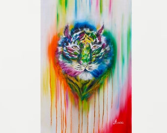 Tiger painting,modern tiger art,abstract tiger wall painting on canvas