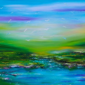 Abstract landscape painting, original painting on canvas