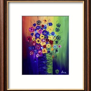 Impression de fleurs, décor floral de mur, impression d’art d’fine de ma peinture originale d’huile