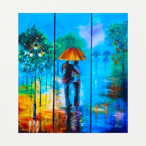 Rain art, modern rain paintings, abstract painting, large painting, rain wall art, wall  art, rain canvas, cityscape painting,city painting
