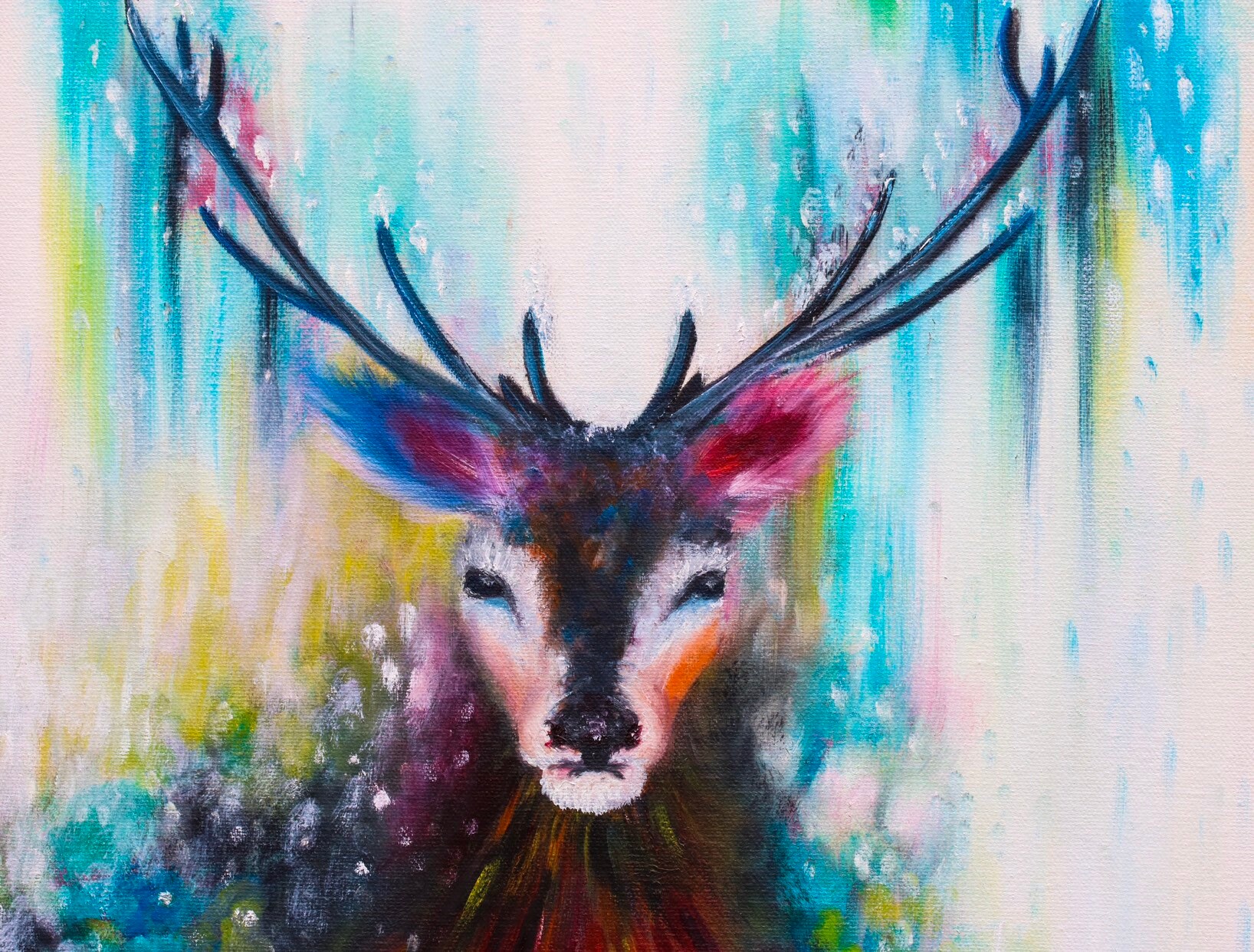 Animal Stag Deer Abstract Painting, Stag Painting on Canvas, Original ...