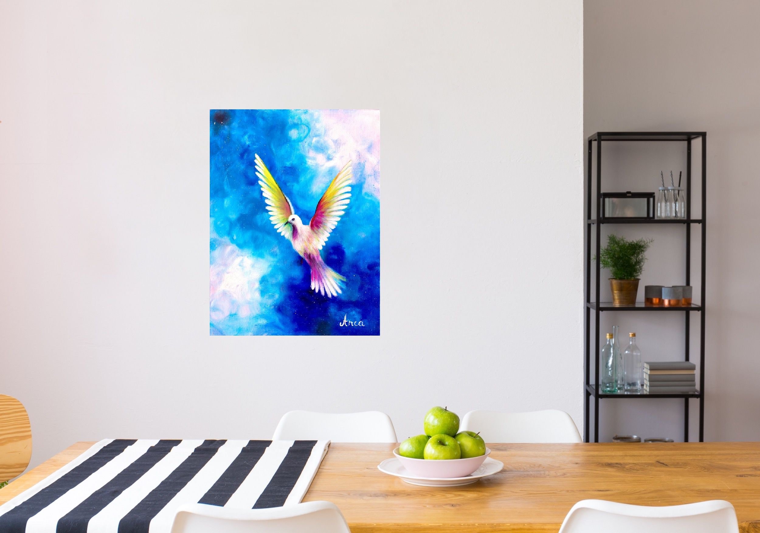 白い鳩のアート - 白い鳩の絵画 - 鳩 - 動物 - 鳥 - 野生動物