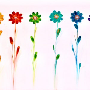 Flower painting, floral painting, abstract flowers on canvas with texture, flower art