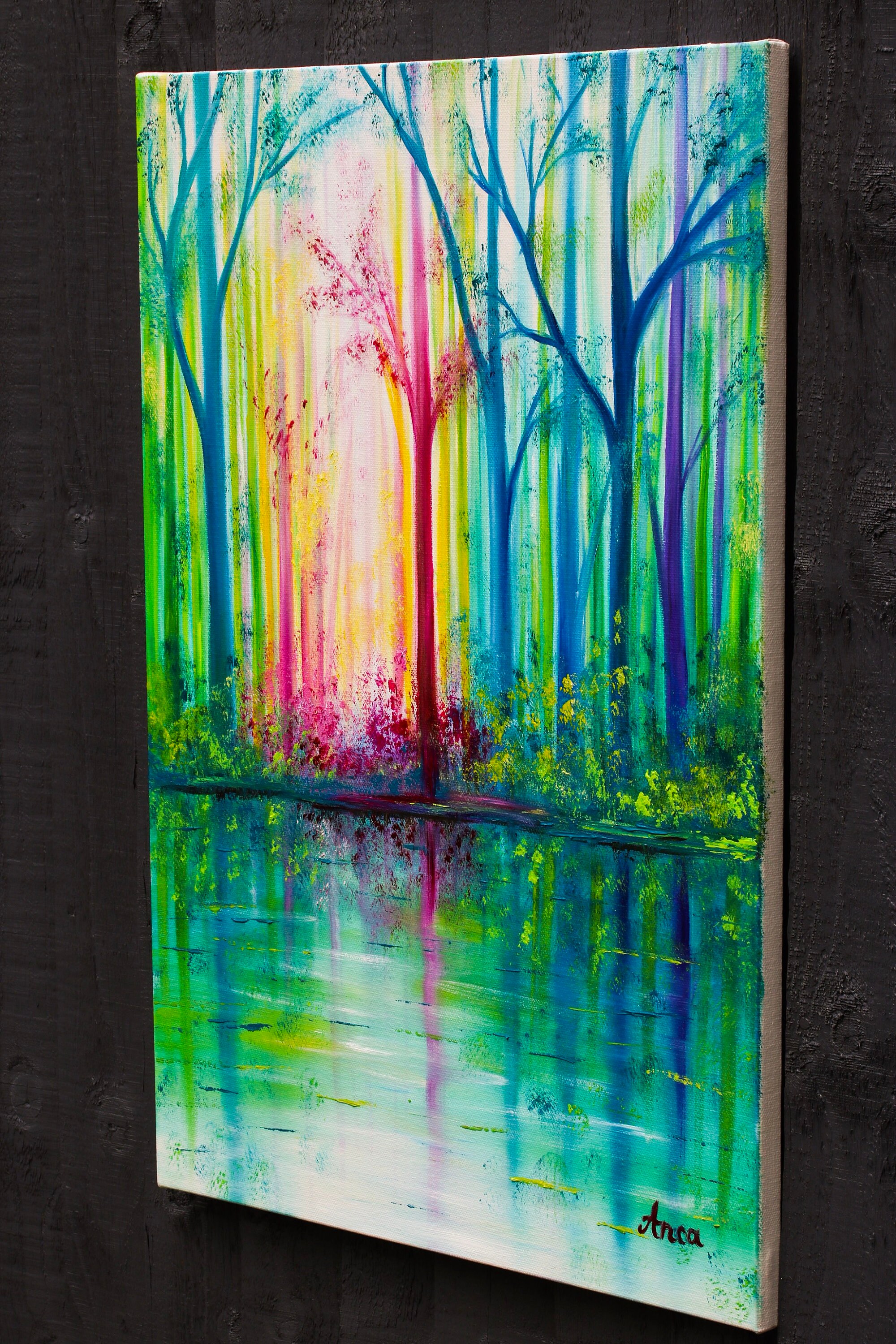 Colourful Woods Painting, Modern Wall Art Etsy UK
