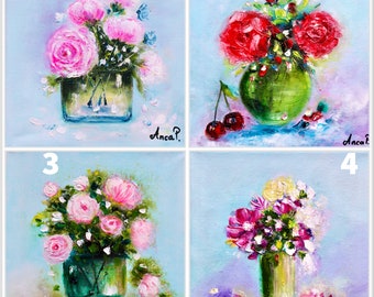 Flower Painting On Canvas Rose Canvas Wall Art Pink Red rose Art Modern Art Floral Wall Art Soft Color Art Calming Painting handmade art