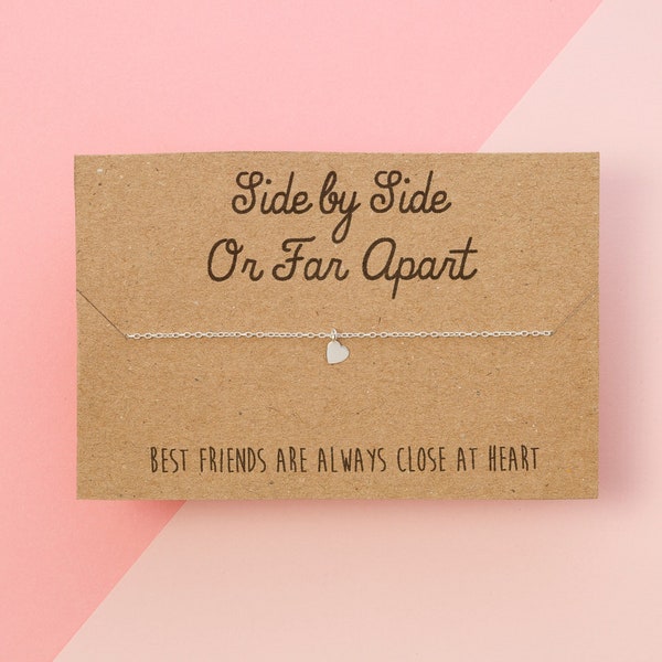 Sterling Silver Heart Necklace with Hand Designed Recycled Kraft Gift Card