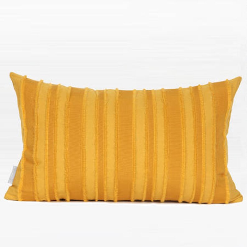 Decorative Pillow Throw Pillow Cover Yellow Tassel Stripe Etsy