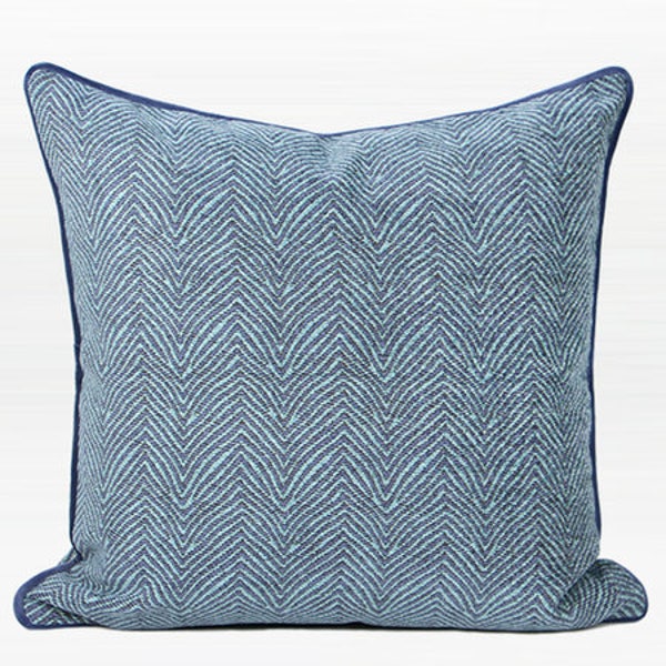 Blue Chevron Pillow Etsy