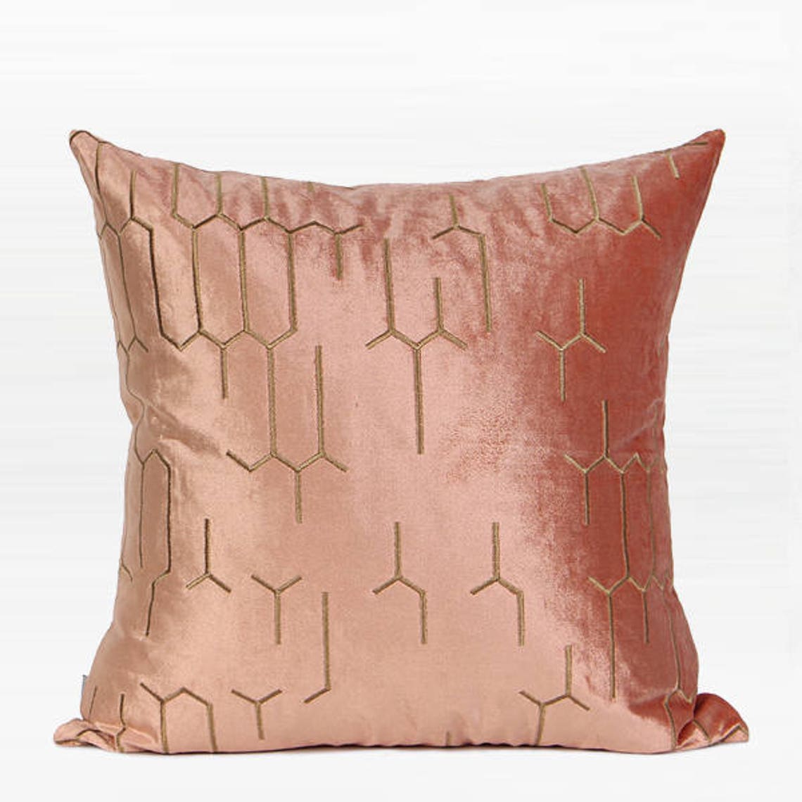 Decorative Pillow Throw Pillow Cover Pink with Gold Etsy