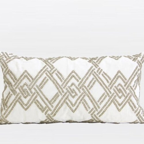 Decorative Pillow Throw Pillow Cover White With Gold Textured Etsy