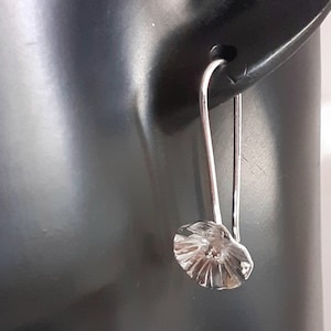 Sterling silver threader floral poppy earrings, handmade in Scotland