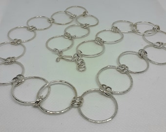 Sterling silver necklace hammered circles handmade in scotland