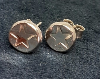 Recycled sterling silver star studs,handmade in Scotland