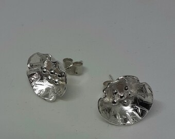 Sterling silver poppy stud earrings, handmade in Scotland