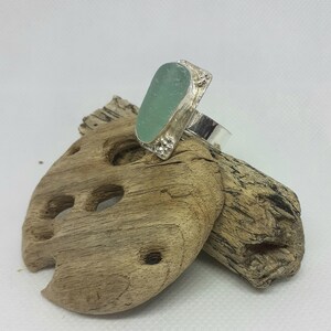 Sterling silver  sea glass ring handmade in scotland