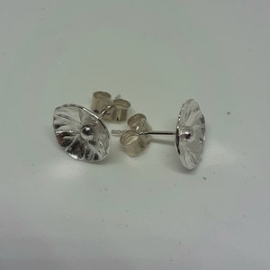 Sterling silver flower stud earrings, handmade in Scotland