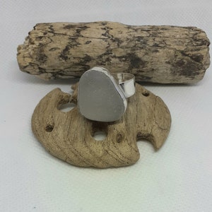 Sterling silver sea glass ring handmade in scotland